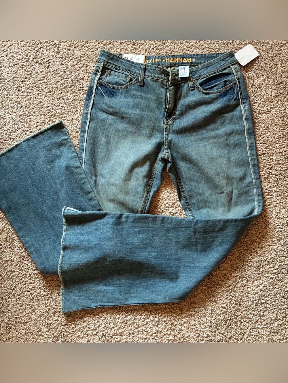 Cruel Girl Western Jeans Womens Hannah fancy flare slim mod rise 33/15 Long NWT